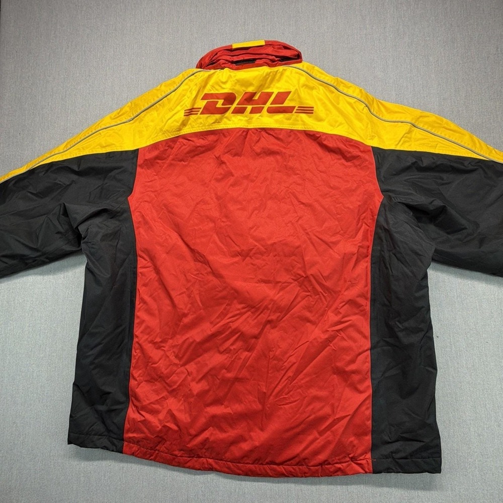 VTG 90s DHL Service Wind Breaker Jacket Men's 2XL Removable Hood Reflective - Picture 6 of 6